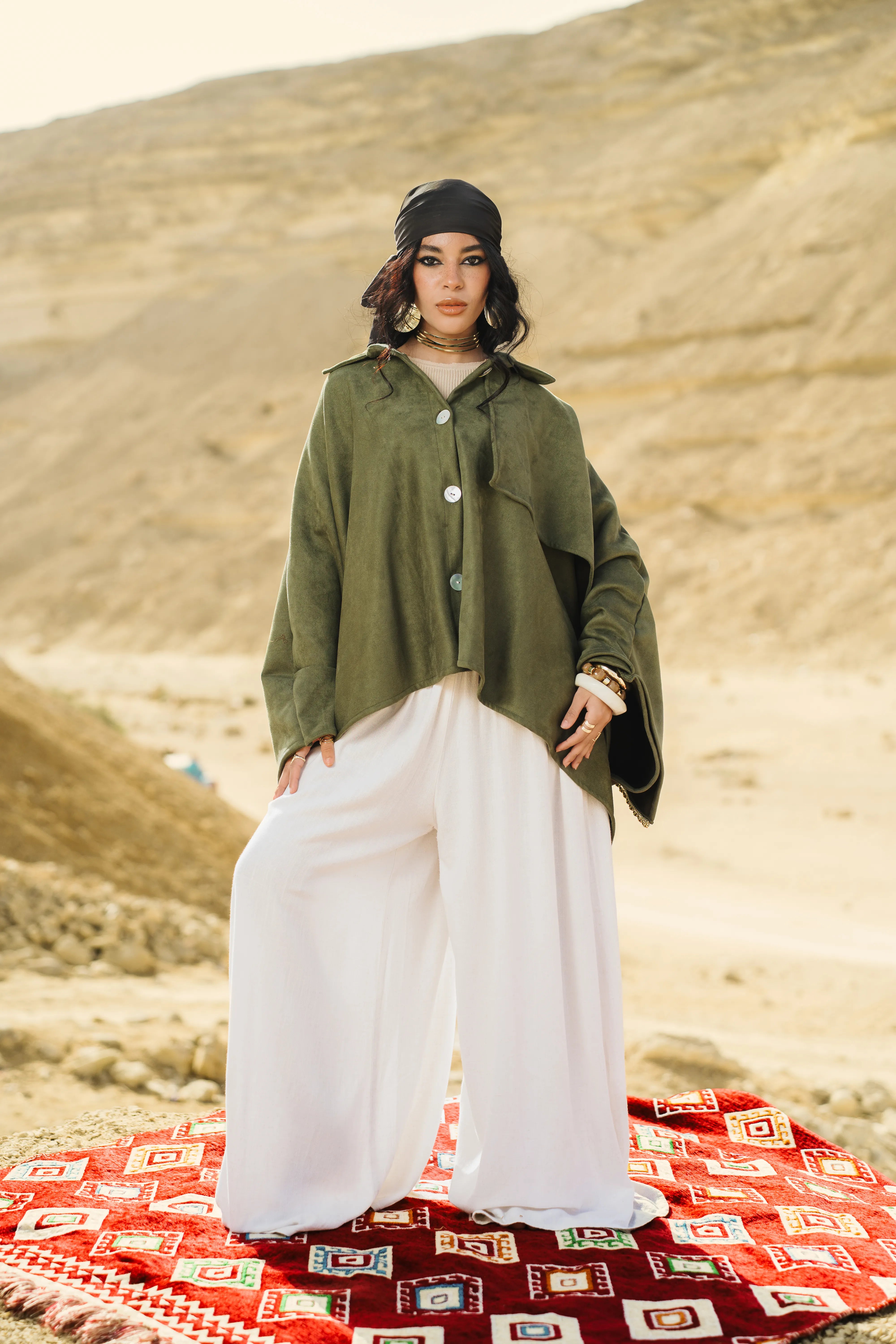 Wiqār Cape - Olive Green